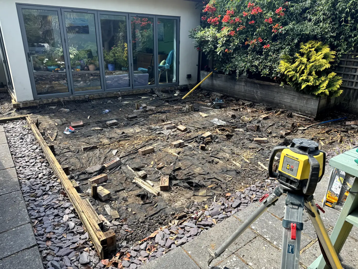 Garden cleared and levelled ready for new decking